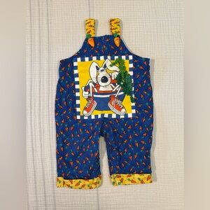 Zoodles Vintage 90s Bunny Carrots Toddler 12 months Snap Overalls Elastic Straps